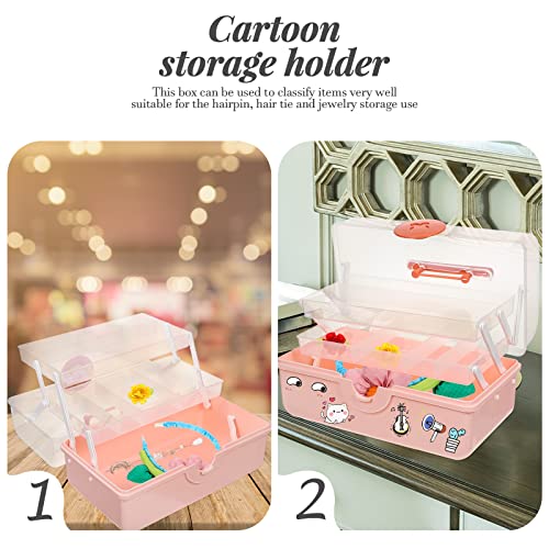 LUOZZY Plastic Storage Box Children Hair Accessories Organizer Container Box Multi-Tier Hairpin Hair Tie Storage Container Pink