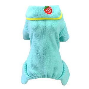 izefia dog sweater dog clothes autumn winter warm sweat shirt 4 legs jumpsuit pajamas with ribbon simple sweater for small dog medium dog cat green l