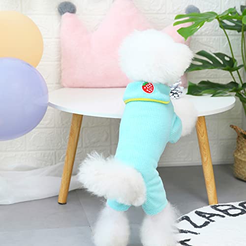 Izefia Dog Sweater Dog Clothes Autumn Winter Warm Sweat Shirt 4 Legs Jumpsuit Pajamas with Ribbon Simple Sweater for Small Dog Medium Dog Cat Green L