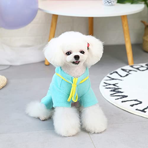 Izefia Dog Sweater Dog Clothes Autumn Winter Warm Sweat Shirt 4 Legs Jumpsuit Pajamas with Ribbon Simple Sweater for Small Dog Medium Dog Cat Green L