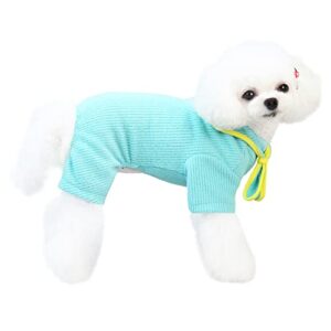 Izefia Dog Sweater Dog Clothes Autumn Winter Warm Sweat Shirt 4 Legs Jumpsuit Pajamas with Ribbon Simple Sweater for Small Dog Medium Dog Cat Green L