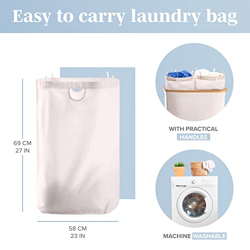 Lonbet - Beige Double Laundry Hamper with Lid, 2 Sections and Removable Bags, Hamper for Laundry 2 Compartments to Simplify Laundry Day for Busy Moms, 39.6 Gallons (3-5 Loads in a Washing Machine)