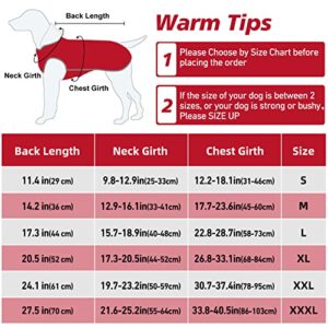 ALAGIRLS Thick Fleece Lining Winter Dog Coat, Classic Padded Warm Dog Coat with Harness Hole, Windproof Dog Vest Clothes Pet Apparel for Cold Weather, Red L