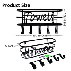 FXTNKYY Towel Hanger for Bathroom,Bathroom Towel Storage with 5 Towel Hooks,Bath Sheet Organizer,Bathroom Decor Sets Accessories,Towel Rack Wall Mounted for Robe,Coat,Towel Storage