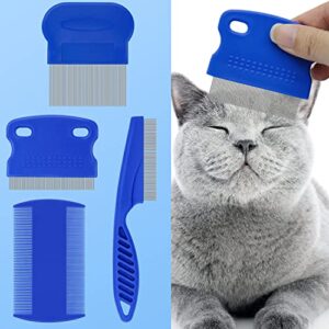 fuyihgl 4 pcs flea lice comb for cats dogs | 4 styles of comb included, cat dog combs for grooming eye tear stain, dematting comb for dogs cats | ideal for all types of small, medium, large pets hair