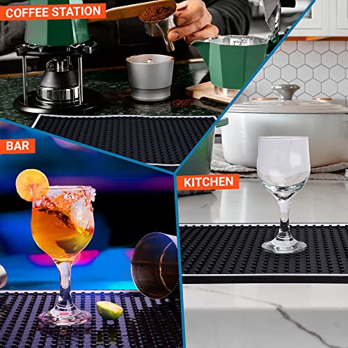 TERGWA Bar Mats 18 x 12 inch, Non-Slip bar mats for countertop with 2 Coasters for Kitchen, Coffee Stations, Dish Drying mat. Stylish bar mats for Bartending – Pack of 2