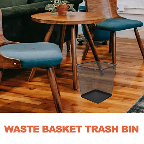 Metal Trash Bin Square Metal Wire Mesh Waste Basket Garbage Trash Can Mesh Waste Paper Bin Waste Basket for Kitchen Home Office Dorm Room Living Room Desk Bedroom L