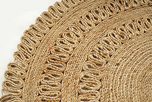 GRUHUM Round Jute Area Rug 3ft Natural Fiber Collection Handwoven Boho Charm Farmhouse Jute Area Rug Soft Braided Rug for Indoor Outdoor Kitchen Bedroom Living Hallways Enterways