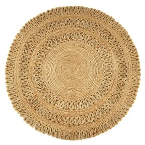 GRUHUM Round Jute Area Rug 3ft Natural Fiber Collection Handwoven Boho Charm Farmhouse Jute Area Rug Soft Braided Rug for Indoor Outdoor Kitchen Bedroom Living Hallways Enterways