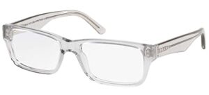 prada heritage pr 16mv u431o1 grey crystal plastic rectangle eyeglasses 53mm