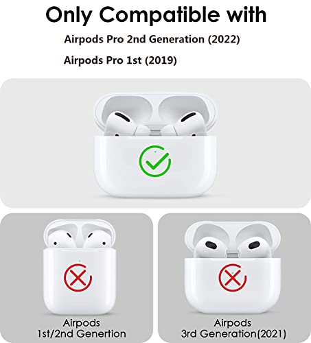 OTOPO Compatible with AirPods Pro 2/Pro Case Men Lock, Double Secure Lock Clip Shockproof Hard Shell Protective iPods Pro 2 Case Cover with Keychain for Apple AirPod Pro 2nd Generation Black