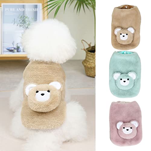 Dog Clothes for Small Dogs,Kawaii Dog Sweaters with Bear Decor and Sleeveless Design for Small Dogs Girl and Boy,Puppy Clothes Soft Warm for Winter,Autumn Khaki M