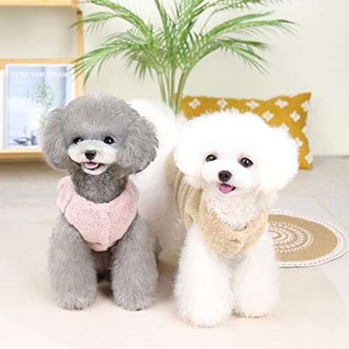 Dog Clothes for Small Dogs,Kawaii Dog Sweaters with Bear Decor and Sleeveless Design for Small Dogs Girl and Boy,Puppy Clothes Soft Warm for Winter,Autumn Khaki M