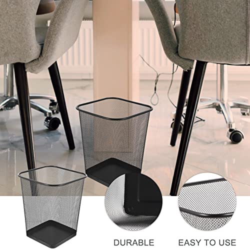 Yardwe Metal Trash Bin Square Metal Wire Mesh Waste Basket Garbage Trash Can Mesh Waste Paper Bin Waste Basket for Kitchen Home Office Dorm Room Living Room Desk Bedroom S