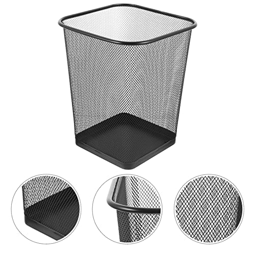 Yardwe Metal Trash Bin Square Metal Wire Mesh Waste Basket Garbage Trash Can Mesh Waste Paper Bin Waste Basket for Kitchen Home Office Dorm Room Living Room Desk Bedroom S