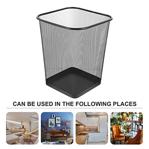 Yardwe Metal Trash Bin Square Metal Wire Mesh Waste Basket Garbage Trash Can Mesh Waste Paper Bin Waste Basket for Kitchen Home Office Dorm Room Living Room Desk Bedroom S