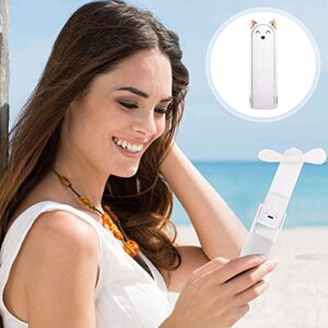 Veemoon Portable Fan Practical Cooler Mini Summer Personal Neck Foldable Office for Rechargeable White Sports Girls Eyelash Free Usb Recharging Indoor Gift Women Handheld Desk Fan