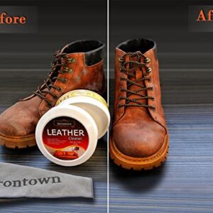 Herrontown Leather Cleaner for Furniture, White Saddle Soap Made by Coconut Oil and Nature Wax. (9 oz Plus 1 Sponge and 1 Cleaning Cloth) Leather Care Kit for Car Interior, Couch, Boots, Shoes, Seats