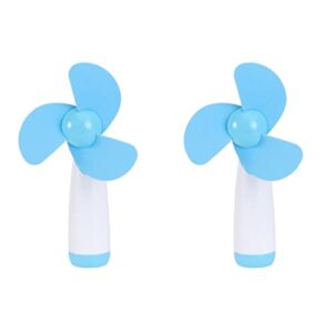 Homoyoyo Portable Fan 2pcs Adjustable Held Fans, Design- Quality & Foam Blue, Hand Use Lovely Summer Not Operated: Fan,portable Fan, Powered, Cooling Men and Stylish Fan Portable Indoor Fans Desk Fan