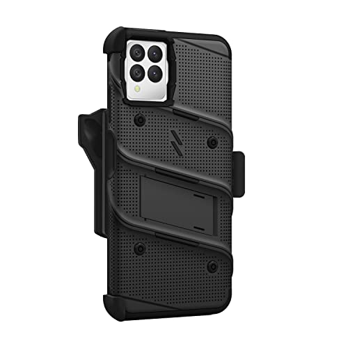 ZIZO Bolt Bundle for T-Mobile REVVL 6 Pro 5G Case with Screen Protector Kickstand Holster Lanyard - Black