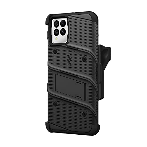 ZIZO Bolt Bundle for T-Mobile REVVL 6 Pro 5G Case with Screen Protector Kickstand Holster Lanyard - Black