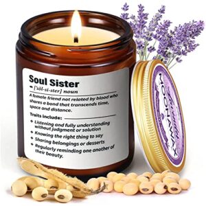 soul sister gifts for women, soul sister candle, best friend candles for women, funny unique birthday gifts for female best friends coworkers classmates bestie, lavender scented candle home decor