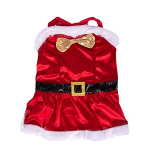 doggy parton red faux fur trimmed dollys little holiday dress for pets, medium