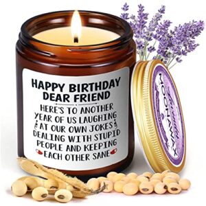 Happy Birthday Candles Gifts for Women, Friendship Candles for Women, Funny Unique Birthday Gifts for Best Friends Coworkers Classmates Bestie Sister, Best Lavender Scented Candle Home Decor Presents