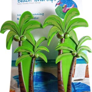 2 Set (4 Ct) Coconut Beach Towel Clips Jumbo Size for Beach Chair, Cruise Beach Patio, Pool Accessories for Chairs, Household Clip, Baby Stroller