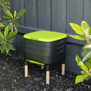 MAZE Three Level Worm Farm Compost Bin with Wood Extension Legs