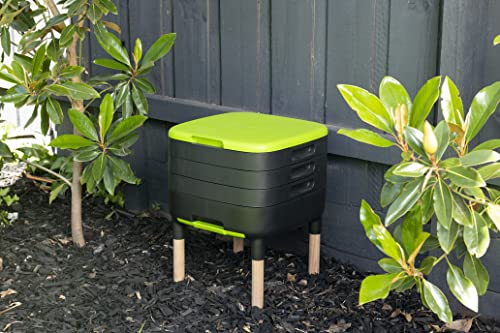 MAZE Three Level Worm Farm Compost Bin with Wood Extension Legs