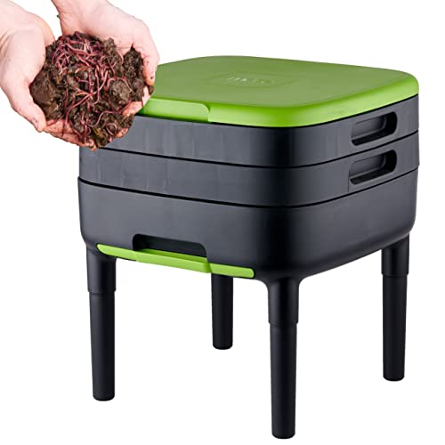 MAZE Two Level Worm Farm Compost Bin with Plastic Extension Legs