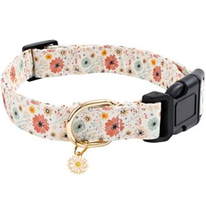 faygarsle cotton designer dogs collar cute flower dog collars for girl female small medium large dogs with flower charms l