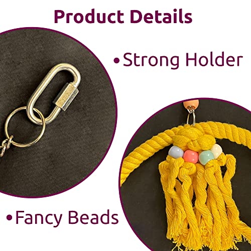 SIMENA Cotton Rope Bird Swing for Bird Cage, Hanging Bird Perch Parrot Toys, Bird Cage Accessories for Medium to Large Birds Including Parakeets, Cockatiels, Conures, etc. (Small (7.5" Yellow)