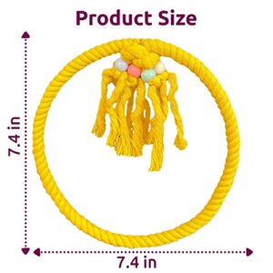 SIMENA Cotton Rope Bird Swing for Bird Cage, Hanging Bird Perch Parrot Toys, Bird Cage Accessories for Medium to Large Birds Including Parakeets, Cockatiels, Conures, etc. (Small (7.5" Yellow)