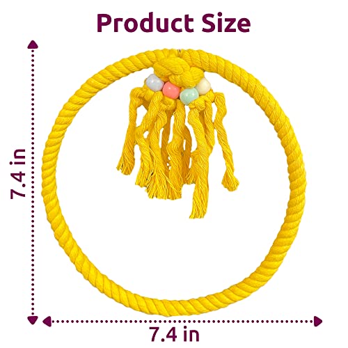 SIMENA Cotton Rope Bird Swing for Bird Cage, Hanging Bird Perch Parrot Toys, Bird Cage Accessories for Medium to Large Birds Including Parakeets, Cockatiels, Conures, etc. (Small (7.5" Yellow)