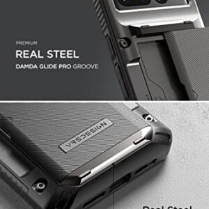 VRS DESIGN Damda Glide Pro Phone Case for Pixel 7 Pro, Sturdy Semi Auto Wallet [4 Cards] Case Compatible for Pixel 7 Pro Case (2022) (Groove Metal Black)