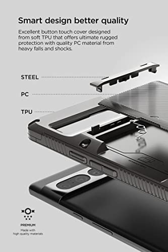 VRS DESIGN Damda Glide Pro Phone Case for Pixel 7 Pro, Sturdy Semi Auto Wallet [4 Cards] Case Compatible for Pixel 7 Pro Case (2022) (Groove Metal Black)