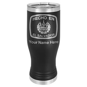 lasergram 20oz vacuum insulated pilsner mug, hecho en el salvador, personalized engraving included (black)