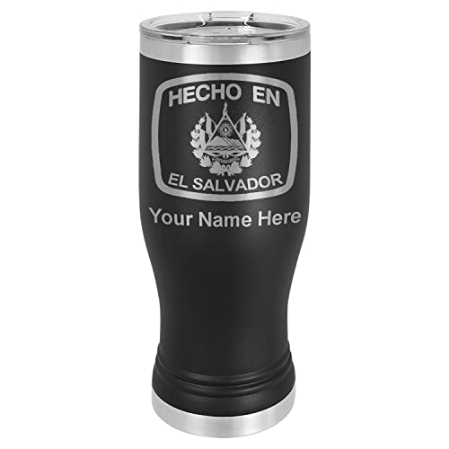 LaserGram 20oz Vacuum Insulated Pilsner Mug, Hecho En El Salvador, Personalized Engraving Included (Black)