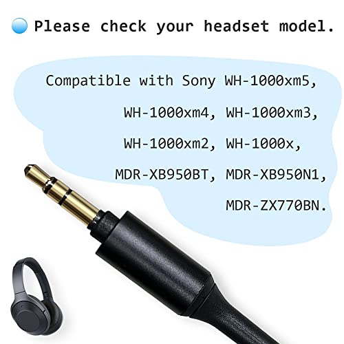 MQDITH WH-1000XM4 Replacement Headphone Cable Compatible with Sony WH-1000xm5 WH-1000xm4 WH-1000xm3 MDR-1A,Cord Compatible with Sony MDR-XB950BT MDR-XB950N1 MDR-ZX770BN WH-xb910n WH-CH700N Headphone