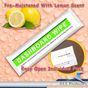 GLL Dash Wipes for Car Interior, 50-Pack Wet Cleaning Wipes for Car Interior Surfaces, Steering Wheel, Dashboard Console and Handle. Lemon Scented Pre-Moisturized Auto Cleaning Cloths