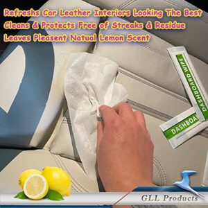 GLL Dash Wipes for Car Interior, 50-Pack Wet Cleaning Wipes for Car Interior Surfaces, Steering Wheel, Dashboard Console and Handle. Lemon Scented Pre-Moisturized Auto Cleaning Cloths