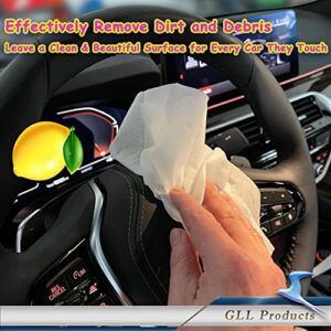 GLL Dash Wipes for Car Interior, 50-Pack Wet Cleaning Wipes for Car Interior Surfaces, Steering Wheel, Dashboard Console and Handle. Lemon Scented Pre-Moisturized Auto Cleaning Cloths