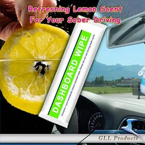 GLL Dash Wipes for Car Interior, 50-Pack Wet Cleaning Wipes for Car Interior Surfaces, Steering Wheel, Dashboard Console and Handle. Lemon Scented Pre-Moisturized Auto Cleaning Cloths