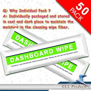 GLL Dash Wipes for Car Interior, 50-Pack Wet Cleaning Wipes for Car Interior Surfaces, Steering Wheel, Dashboard Console and Handle. Lemon Scented Pre-Moisturized Auto Cleaning Cloths