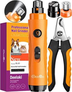 dog nail grinder with led light,powerful 2-speed motor painless electric dog nail trimmers professional super quiet dog nail clipper set for small medium large dogs & cats paws grooming & smoothing