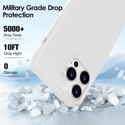 HAEWON Silicone Magnetic Case for iPhone 14 Pro Max, Compatible with Magsafe, Comfort Phone Cover with Microfiber Lining [MIL-Grade Drop Protection] for iPhone 14 Pro Max 6.7" (White)