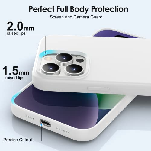 HAEWON Silicone Magnetic Case for iPhone 14 Pro Max, Compatible with Magsafe, Comfort Phone Cover with Microfiber Lining [MIL-Grade Drop Protection] for iPhone 14 Pro Max 6.7" (White)