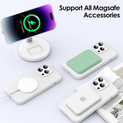 HAEWON Silicone Magnetic Case for iPhone 14 Pro Max, Compatible with Magsafe, Comfort Phone Cover with Microfiber Lining [MIL-Grade Drop Protection] for iPhone 14 Pro Max 6.7" (White)